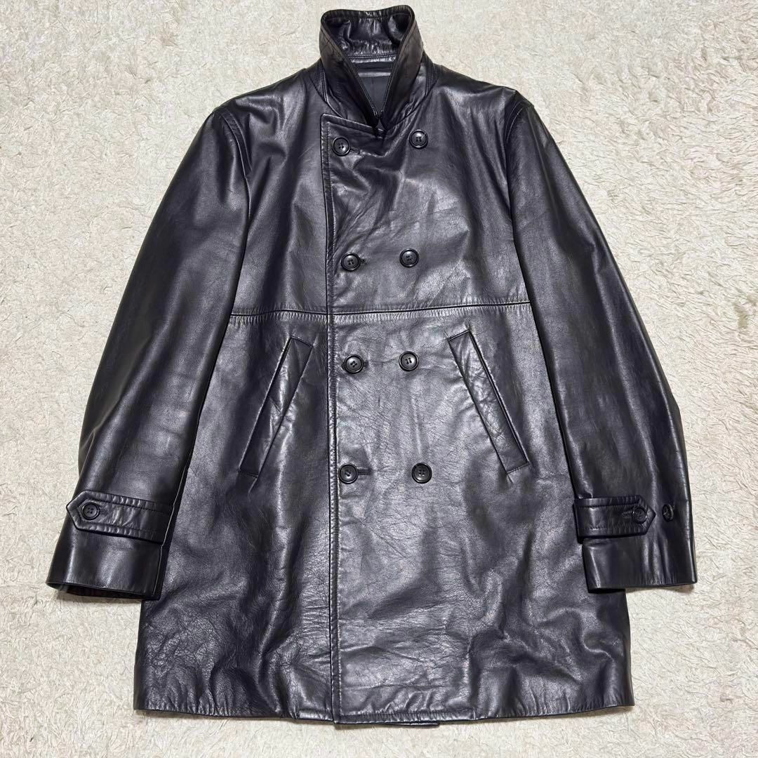 COMME des GARCONS HOMME PLUS(コムデギャルソンオムプリュス)のコムデギャルソンオムプリュス AD2001 サイケ期 オールレザー Pコート メンズのジャケット/アウター(レザージャケット)の商品写真