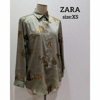 ザラ(ZARA)のZARA ザラ 豹柄 総柄 長袖 シャツ カーキ 長袖 トップス レディース(シャツ/ブラウス(長袖/七分))