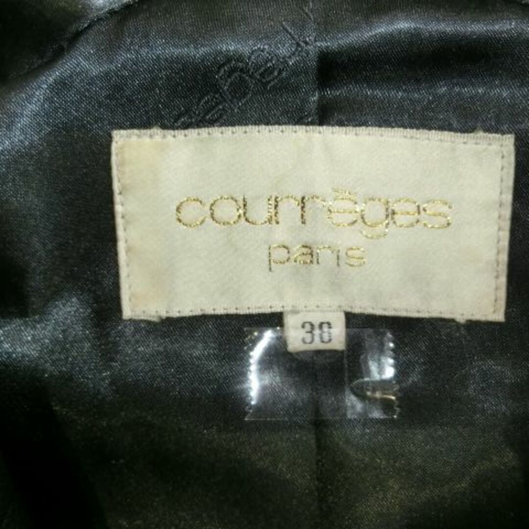 Courreges(クレージュ)のクレージュ 38 レザーコート  ベルトパット付 金ボタン 本革 黒 レディースのジャケット/アウター(その他)の商品写真