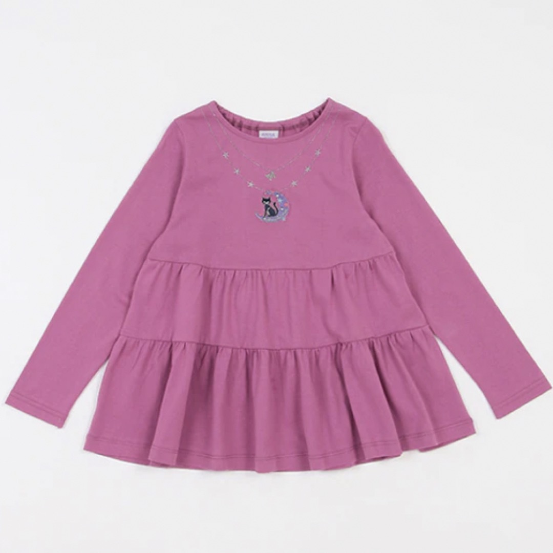 ANNA SUI mini(アナスイミニ)のアナスイミニ　ネックレス刺しゅうティアード長袖Ｔシャツ キッズ/ベビー/マタニティのキッズ服女の子用(90cm~)(Tシャツ/カットソー)の商品写真