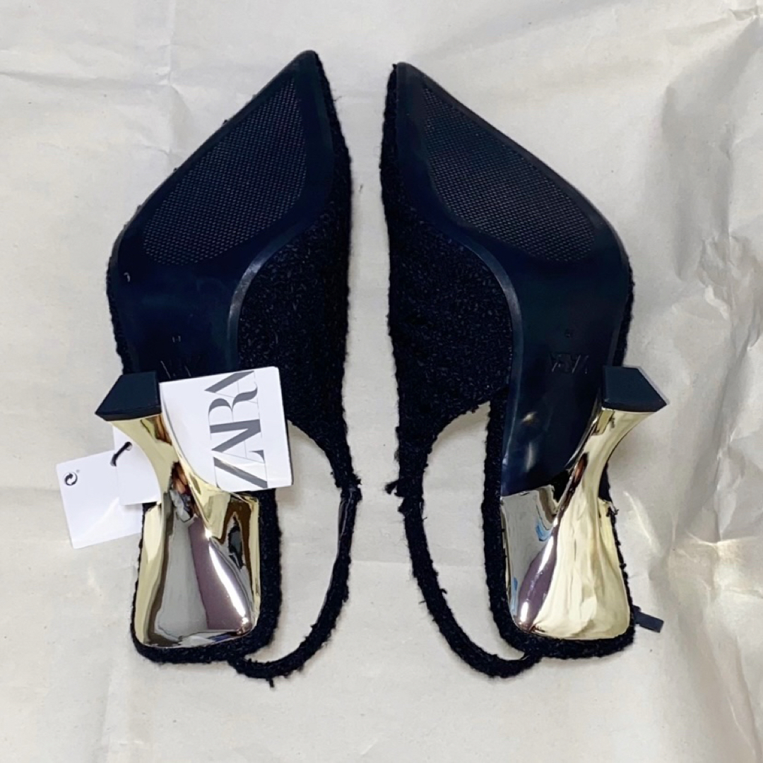 ZARA(ザラ)の【タグ付き新品】ZARA  ストラップツィードパンプス レディースの靴/シューズ(ハイヒール/パンプス)の商品写真