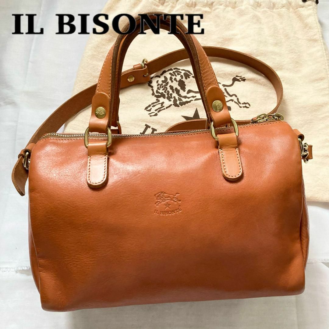 IL BISONTE(イルビゾンテ)の✨極美品✨激レア　イルビゾンテ　ショルダーバッグ　ボストン　レザー　キャメル レディースのバッグ(ショルダーバッグ)の商品写真