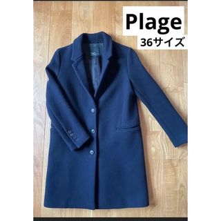 プラージュ(Plage)のPlage チェスターコート　総裏地 ウール 36 ネイビー(チェスターコート)