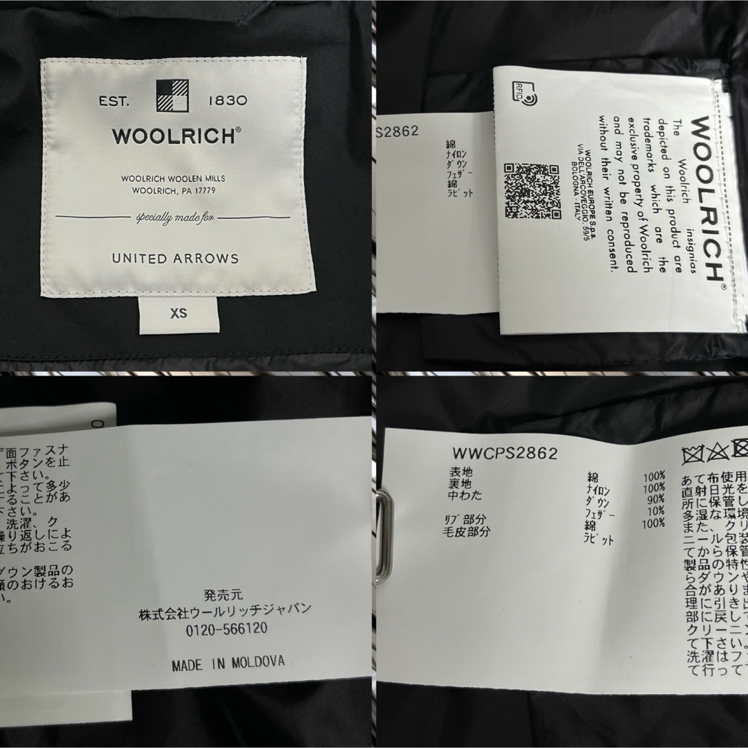 WOOLRICH(ウールリッチ)のWOOLRICH× ARROWS 20AW ラビットファー ダウンコート XS レディースのジャケット/アウター(ダウンコート)の商品写真