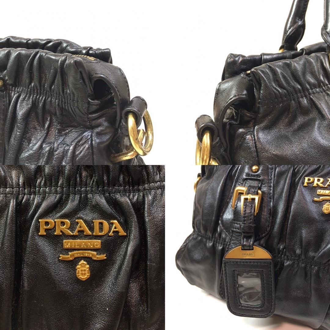◆美品・大容量◆ PRADA ハンドバッグ 2way ギャザー ロゴ金具よろしくお願い致します