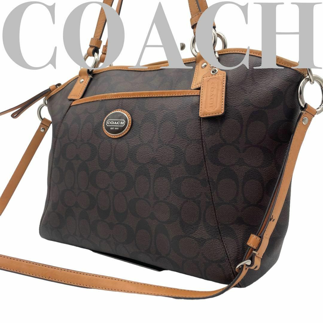 COACH コーチ 2wayショルダーバッグ ブラウン シグネチャー 19817-