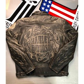 ハーレーダビッドソン(Harley Davidson)の【稀少モデル！入手困難】3Dエンボス！ハーレーダビッドソン　ライダースジャケット(レザージャケット)