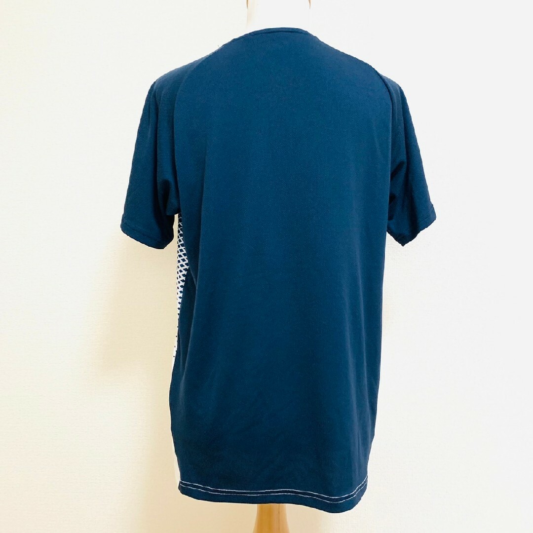 MIZUNO(ミズノ)のミズノ　半袖カットソー　メンズ　L　ネイビー　ホワイト　総柄　スポーツウェア メンズのトップス(Tシャツ/カットソー(半袖/袖なし))の商品写真