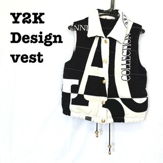 ジャイロ(JAYRO)の美品【Y2Kデザイン 】デザインベスト　中綿ベスト　グラフィック(ベスト/ジレ)