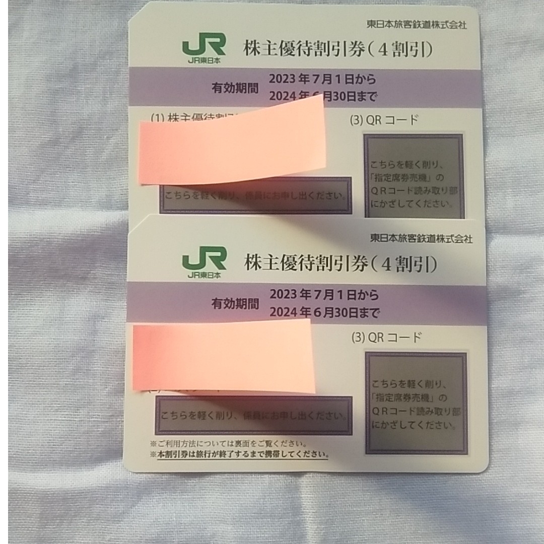 JR(ジェイアール)のJR東日本株主優待割引券2枚 チケットの乗車券/交通券(鉄道乗車券)の商品写真