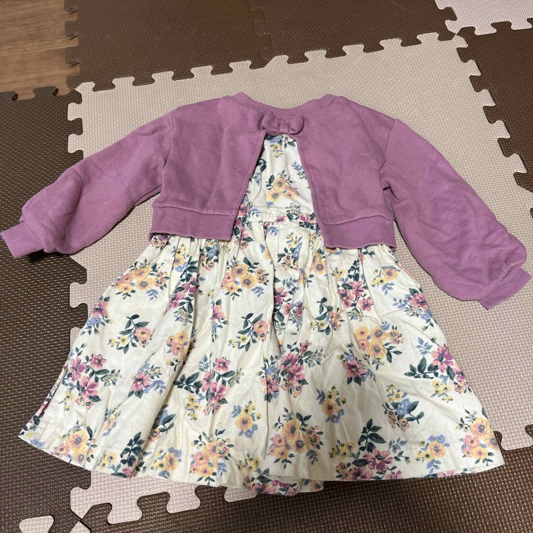 Biquette(ビケット)のワンピース　95サイズ　トレーナー素材 キッズ/ベビー/マタニティのキッズ服女の子用(90cm~)(ワンピース)の商品写真