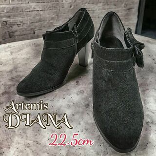 アルテミスバイダイアナ(artemis by DIANA)のDIANA◎ショートブーツ ブーティー(22.5)スウェード ジップアップリボン(ブーツ)