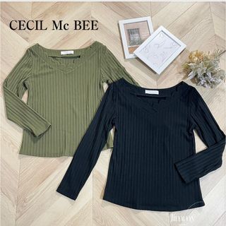 セシルマクビー(CECIL McBEE)の【CECIL Mc BEE】セシルマクビー　リブニットカットソー　2点セット売り(カットソー(長袖/七分))