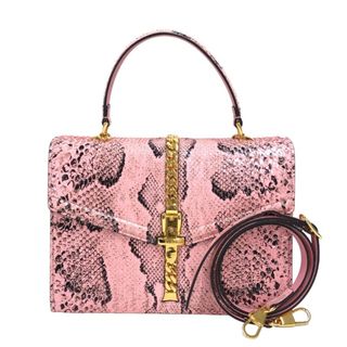 グッチ(Gucci)の　グッチ GUCCI シルヴィ1969 トップハンドル 602781 ピンク パイソン レディース ハンドバッグ(ハンドバッグ)