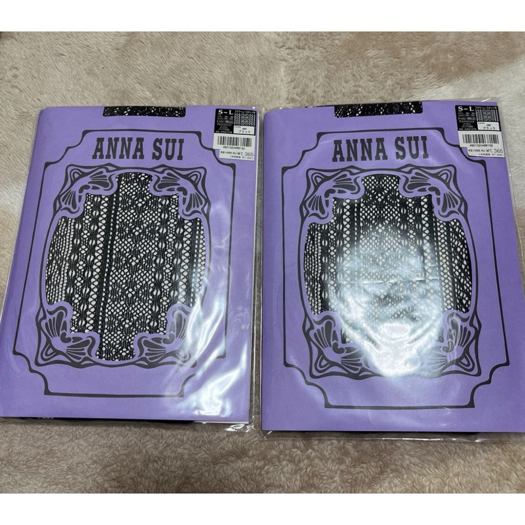 ANNA SUI(アナスイ)のアナスイ ANNA SUI 網タイツ　2足　ブラック　フラワーレースネット柄　 レディースのレッグウェア(タイツ/ストッキング)の商品写真