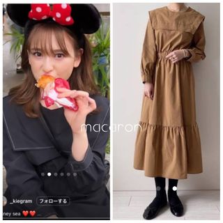 ザラ(ZARA)のご専用♡ZARAザラ人気セーラーカラーワンピース黒ロングワンピース黒ティアード(ロングワンピース/マキシワンピース)