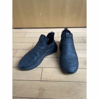 エコー(ECCO)の美品エコーecco 黒スニーカー24.5 ハイカット　スリッポン　THERAP(スニーカー)