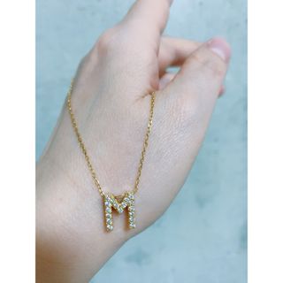 ダイヤモンド パヴェ0.34ct. ペンダントトップ イニシャルM 18k(ネックレス)