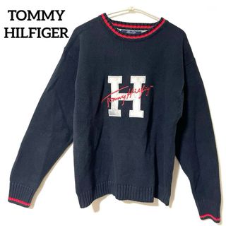 トミーヒルフィガー(TOMMY HILFIGER)の激レア‼️美品✨トミーヒルフィガー　ニット　90s フラッグタグ 刺繍ビッグロゴ(ニット/セーター)