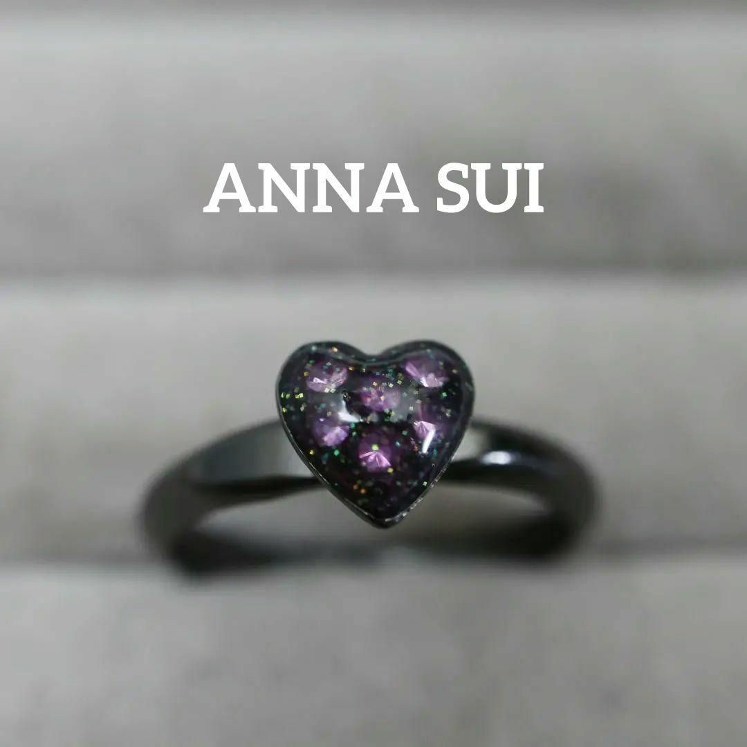 ANNA SUI(アナスイ)の【匿名配送】ANNA SUI アナスイ リング 指輪 12号 黒 ハート レディースのアクセサリー(リング(指輪))の商品写真