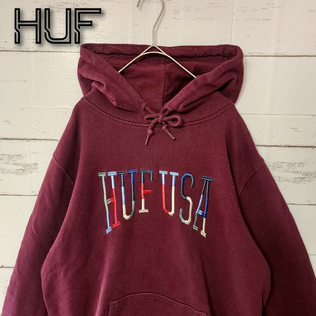 数量限定在庫あります 《希少》HUF ハフ パーカー ボルドー レッド