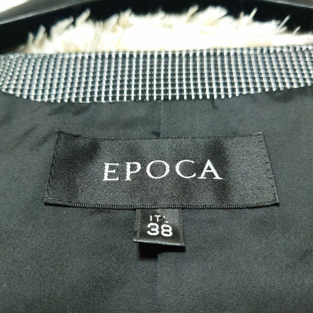 EPOCA(エポカ)の《極美品》 EPOCA シルク ノーカラー セットアップ チェック Mサイズ レディースのフォーマル/ドレス(スーツ)の商品写真
