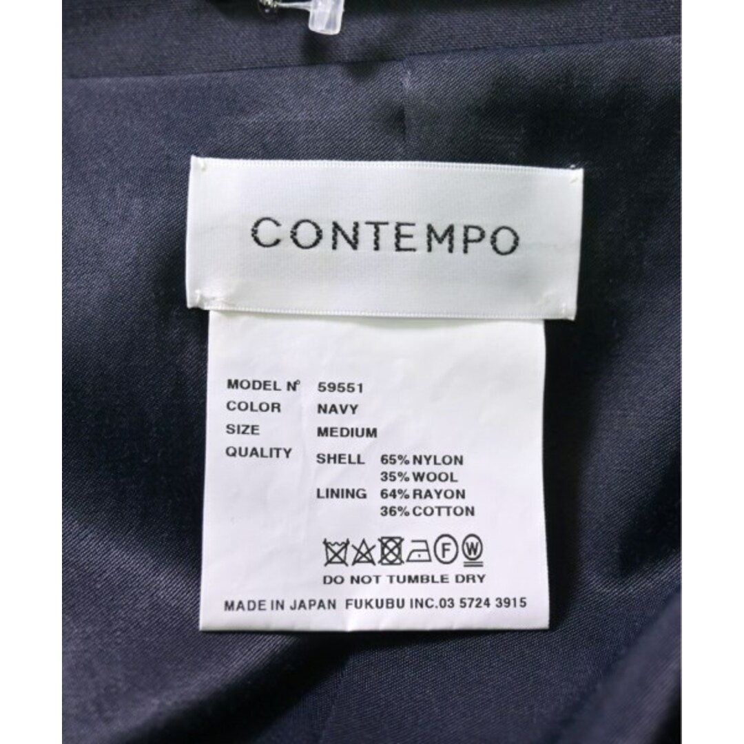 CONTEMPO コンテンポ ステンカラーコート M 紺 【古着】【中古】 メンズのジャケット/アウター(ステンカラーコート)の商品写真