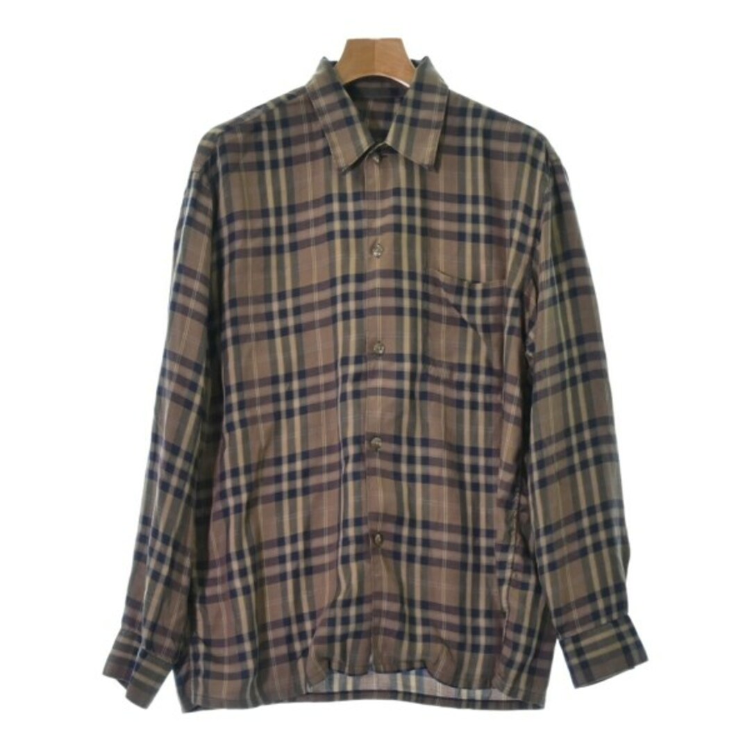 URU ウル カジュアルシャツ 1(S位) 茶xベージュx紺(チェック)なし生地の厚さ