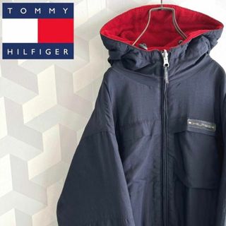 トミーヒルフィガー(TOMMY HILFIGER)の【トミーヒルフィガー】リバーシブル ナイロンジャケット 肉厚 フリース 黒赤(ブルゾン)