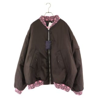 PRADA - PRADA プラダ 21AW Re Nylon Knit Bomber Jacket リナイロン ニット フライトボンバージャケット ブラウン/ピンク SGB895 S212 1WQ8