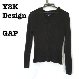 ギャップ(GAP)の美品【 GAP ギャップ 】 ニットパーカー　リブニット プルオーバー  モード(ニット/セーター)