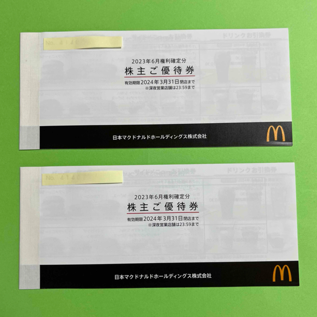 マクドナルド株主優待　2冊優待券/割引券