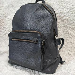 コーチ(COACH)の美品✨コーチ リュック バックパック ダークネイビー ペブルレザー 大容量(バッグパック/リュック)