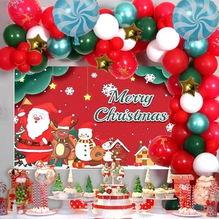 クリスマス バルーン クリスマスガーランド パーティー 装飾 飾り クロス付(ガーランド)