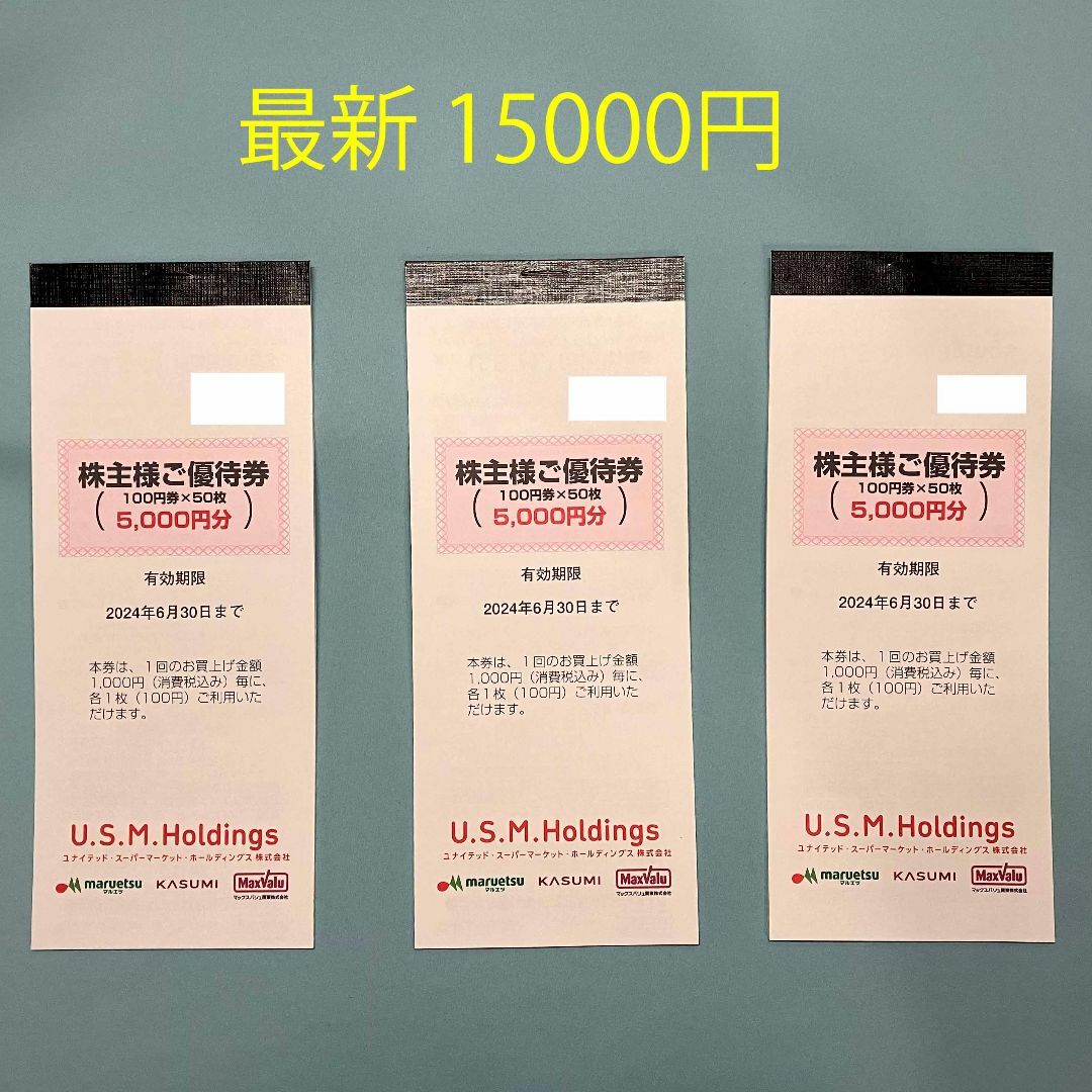 ユナイテッドスーパー USMH 株主優待 15000円分 2024年6月30日ショッピング