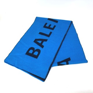 バレンシアガ(Balenciaga)のバレンシアガ BALENCIAGA ロゴ バイカラー マフラー ウール ブルー 美品(マフラー/ショール)