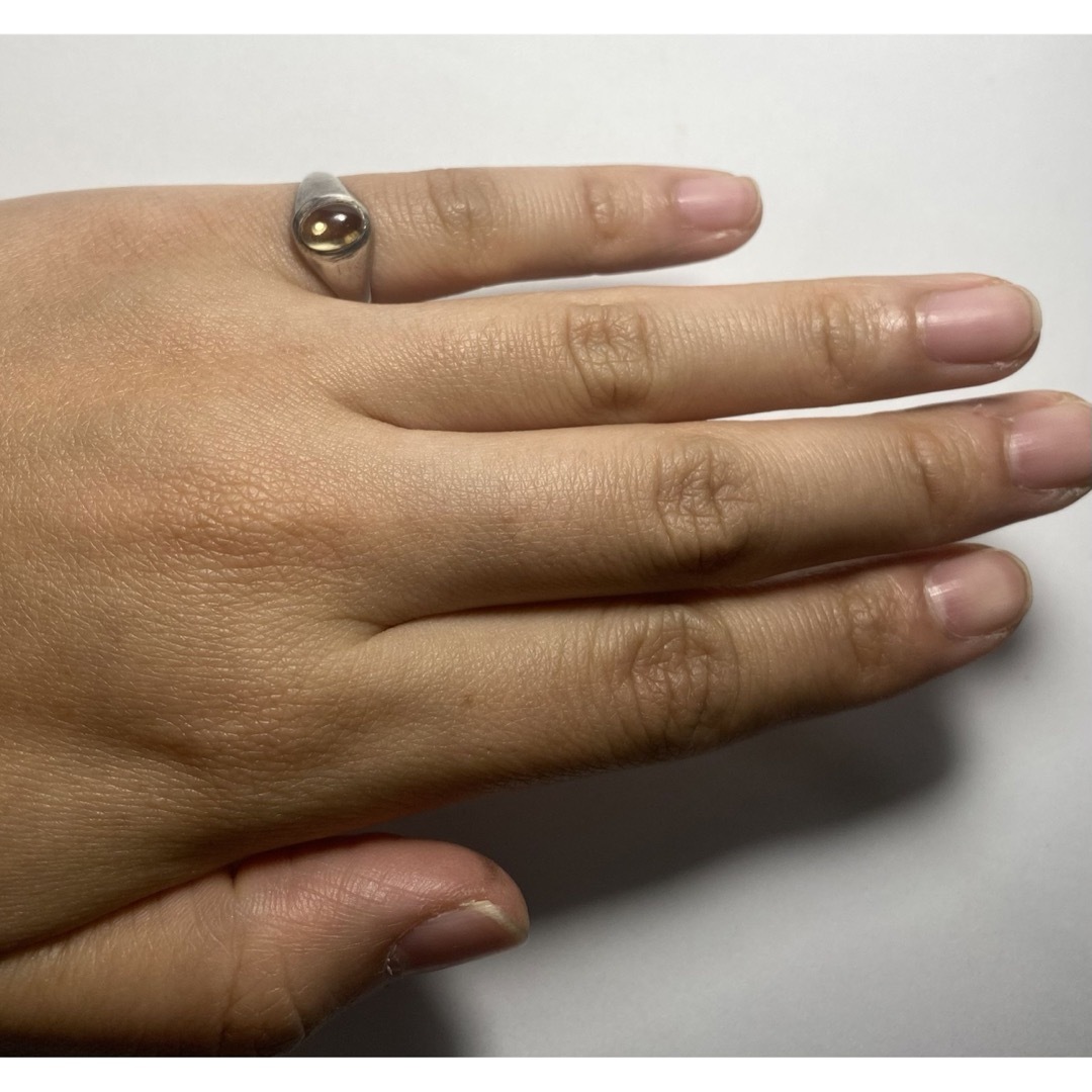 シルバー925リング　金運成功運シトリン　スターリング　純銀　天然石YQB25S メンズのアクセサリー(リング(指輪))の商品写真