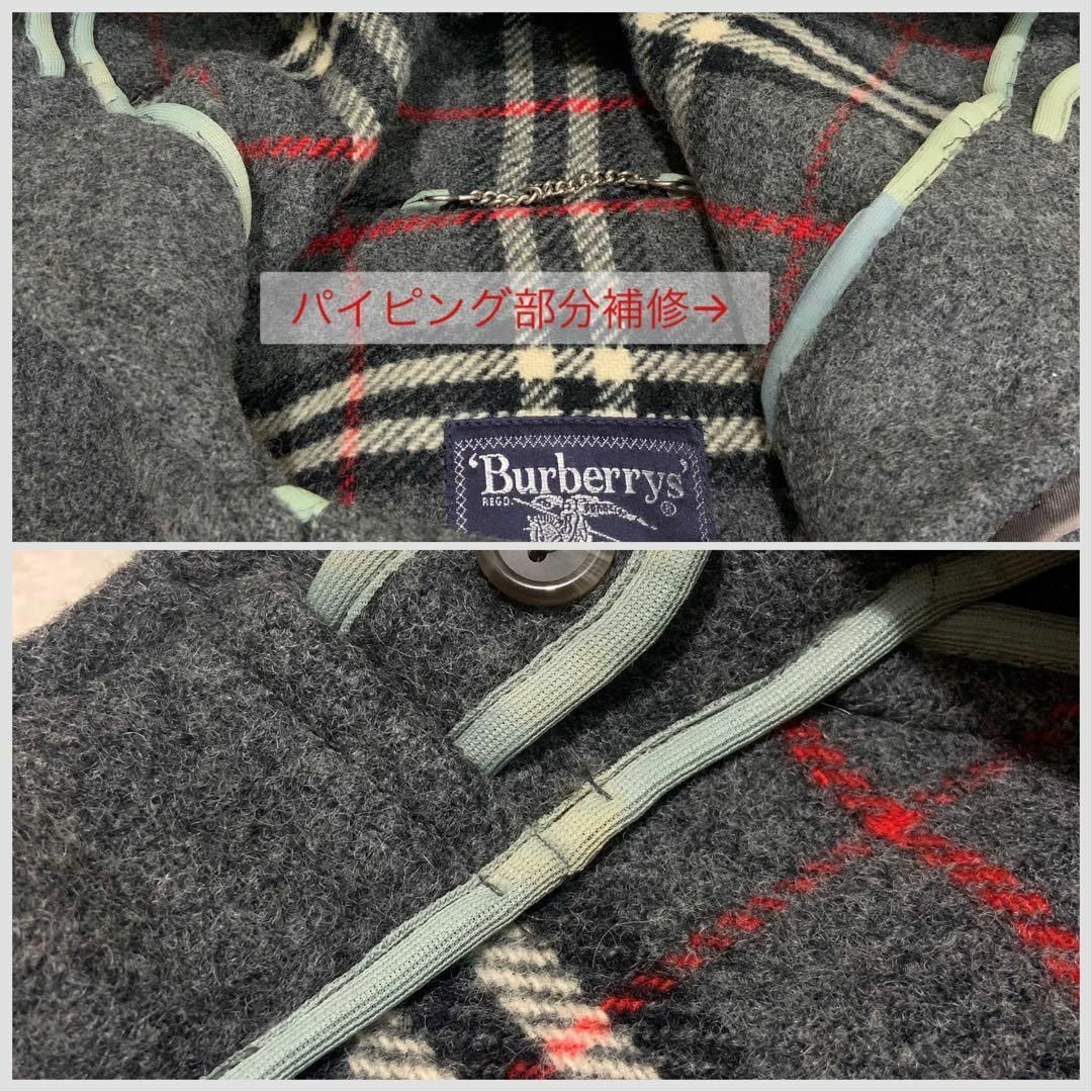 BURBERRY(バーバリー)のバーバリーズ ダッフルコート 肉厚 グレー ノバチェック 7号 S ヴィンテージ レディースのジャケット/アウター(ダッフルコート)の商品写真