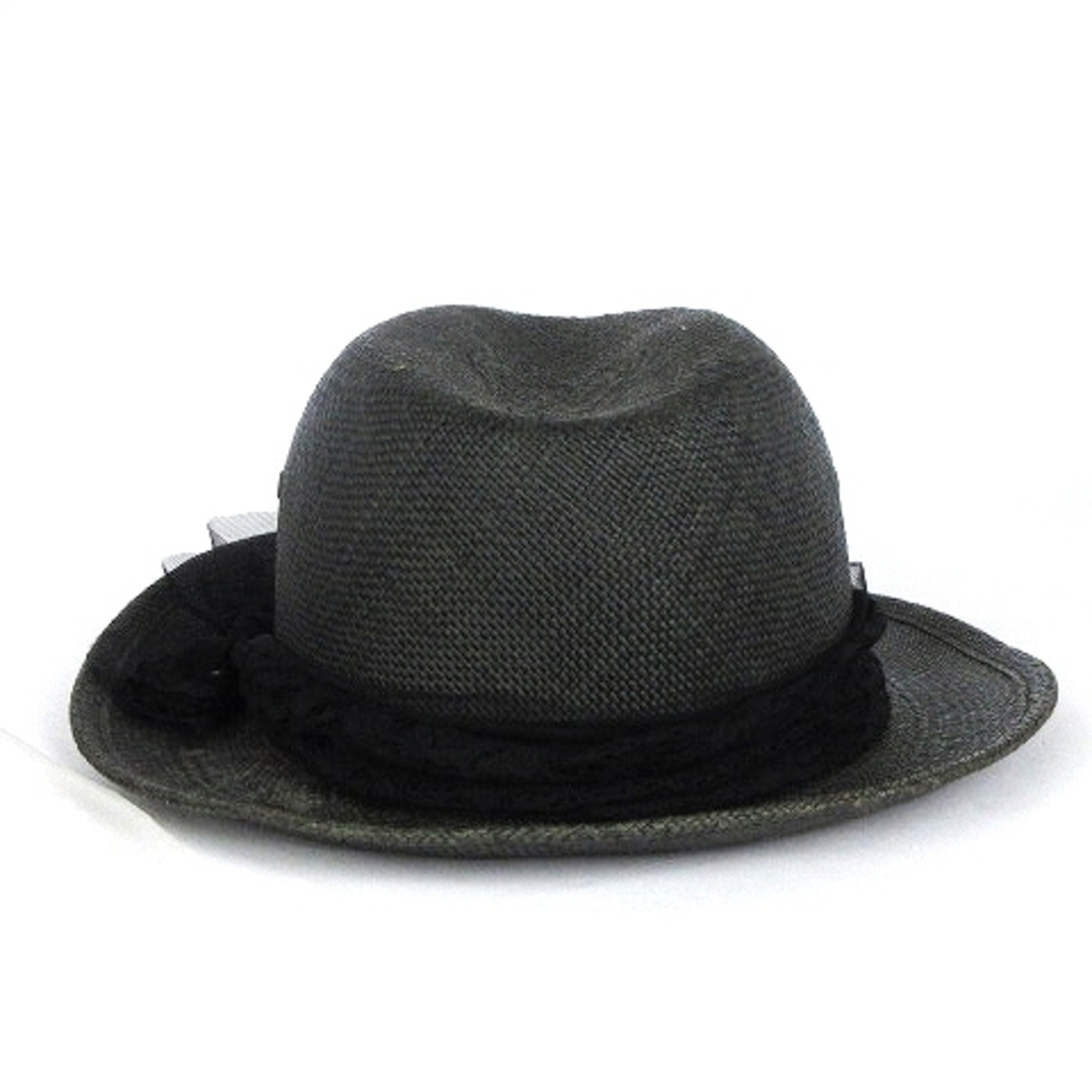 Maison Michel(メゾンミッシェル)のメゾンミッシェル 中折れハット つば広 ストロー 麦わら帽子 グレー系 M レディースの帽子(麦わら帽子/ストローハット)の商品写真