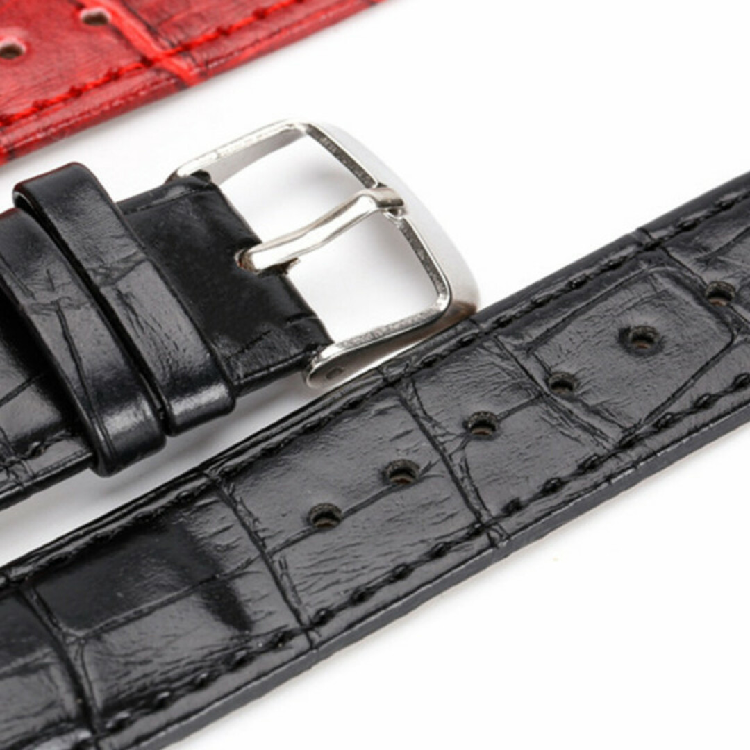 ブラウン 牛皮製クロコ模様型押し １８ｍｍ 未使用品 腕時計ベルト メンズの時計(レザーベルト)の商品写真