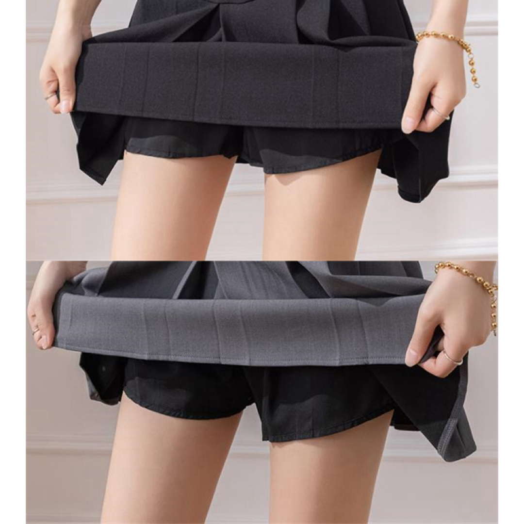 【L・黒】ミニスカート ボタン止めプリーツスカート 洋服 レディースファッション レディースのスカート(ミニスカート)の商品写真