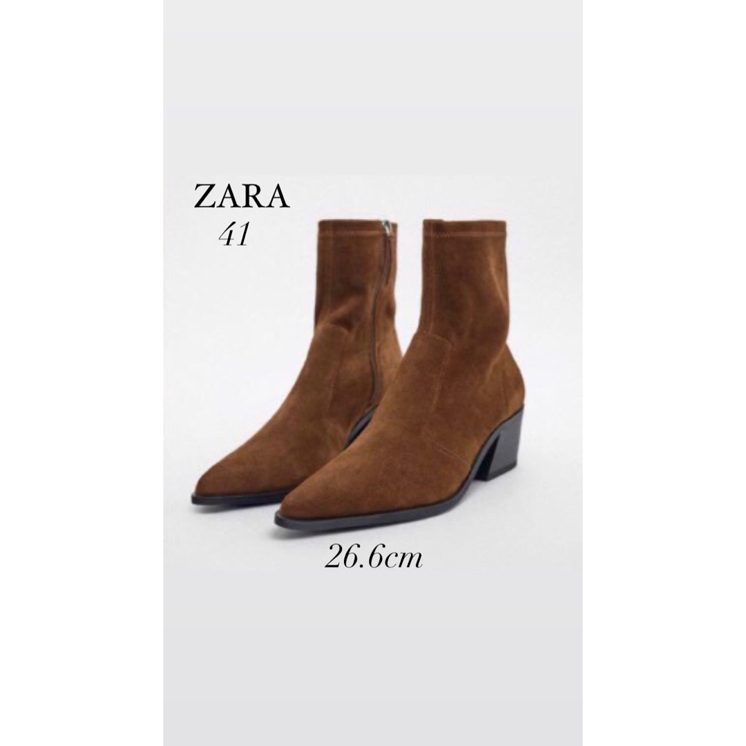 ZARA(ザラ)のZARA レザーヒール アンクルブーツ レディースの靴/シューズ(ブーツ)の商品写真