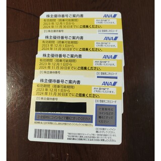 エーエヌエー(ゼンニッポンクウユ)(ANA(全日本空輸))のANA 株主優待券 ４枚セット 搭乗券　2023年(航空券)