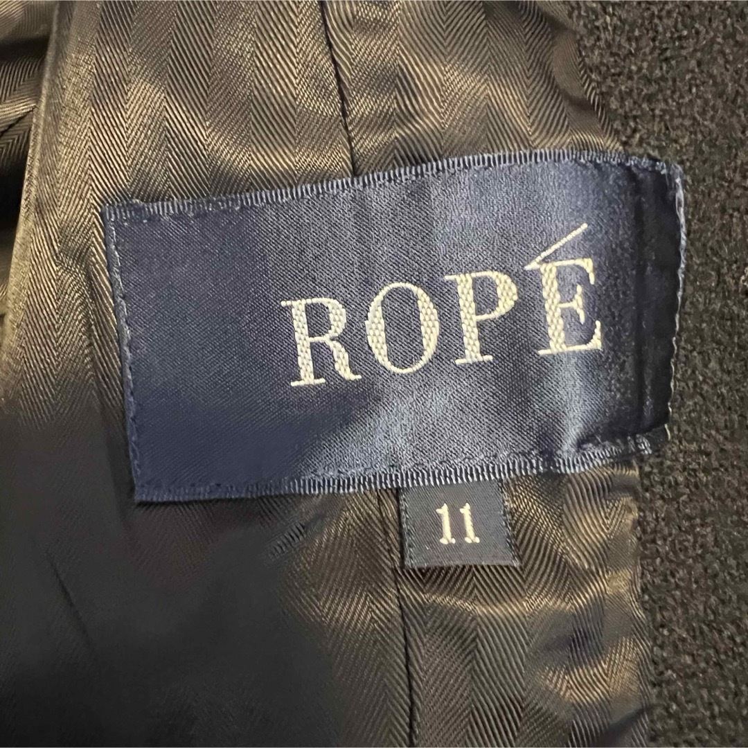 ROPE’(ロペ)のROPEロペ　ノーカラーツイードジャケットコート11★ブラック黒　ウール100 レディースのジャケット/アウター(ノーカラージャケット)の商品写真