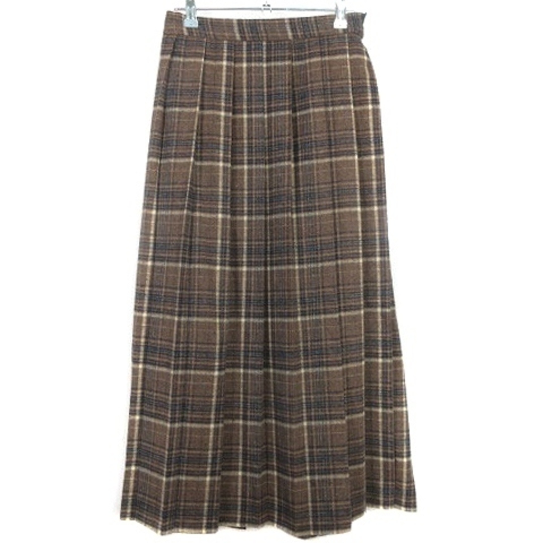 anyFAM(エニィファム)のエニィファム スカート フレア ロング プリーツ 厚手 チェック 茶 ボトムス レディースのスカート(ロングスカート)の商品写真
