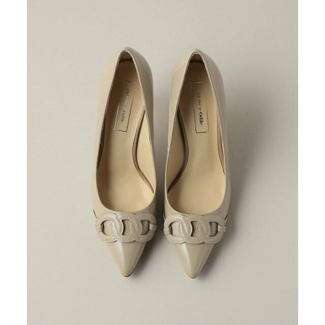 Odette e Odile(オデットエオディール)の【BEIGE】【21.5cm】チェーンモチーフ パンプス85↓↑ レディースの靴/シューズ(ハイヒール/パンプス)の商品写真