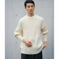 【IVORY】WASHABLEウールケーブルクルーニット