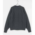 【GRAY】WASHABLEウールケーブルクルーニット