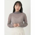 【グレー】【S】ジャガードシャーリングシアートップス