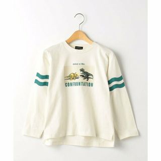 ユナイテッドアローズグリーンレーベルリラクシング(UNITED ARROWS green label relaxing)の【OFF WHITE】袖ライン 恐竜プリント プルオーバー ロングスリーブ 100cm-130cm(Tシャツ/カットソー)